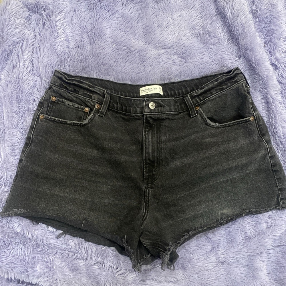 Abercrombie &‎ Fitch 90's Relaxed Cutoff High Rise Shorts Black Size 34/18